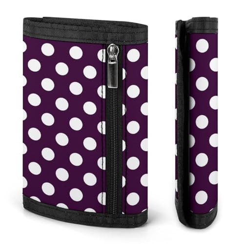Dark Purple Polka Dot Print Wallet for Men, 8 Credit Card Holder Slim Minimalist Front Pocket Small Mens Bifold Wallets2