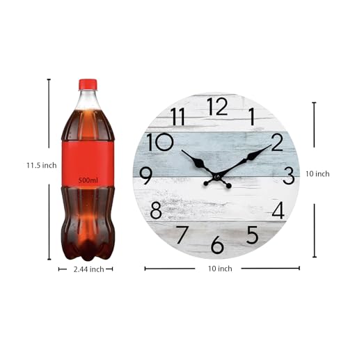 Image of KECYET Wall Clock Silent Non-Ticking Wooden Clocks Battery Operated 10 Inch Small Country Retro Rustic and Beach Style Decorative for Living Room, Kitchen, Home,Bathroom, Bedroom (Blue)