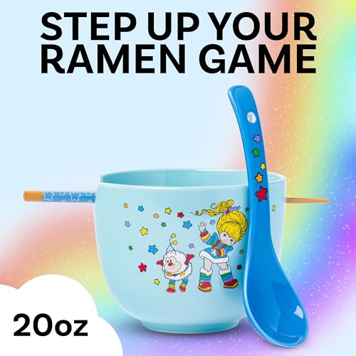 Image of Silver Buffalo Rainbow Brite and Twink, Ramen Bowl with Chopsticks, 20oz | Ceramic, Includes Spoon, Noodle Rice Bowl, Microwave Safe, 0.59 Liters