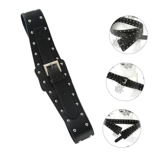 Healifty Punk Studded PU Leather Oblique Waist Belt for Women Fashionable Decor Waistband for Parties Clubs Music Festivals Unique Chic Design2