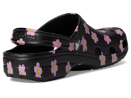 Image of Crocs Unisex Classic Clog - Seasonal Graphic Black /Flowers Mens 3 /Womens 5 Medium