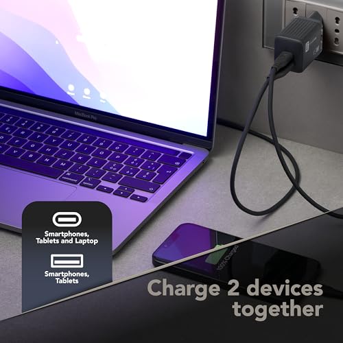 cellularline - Caricabatterie da Rete USB-C 45W + USB-A 18W Super Fast Charging 2.0 Nero per Samsung - Immagine 1