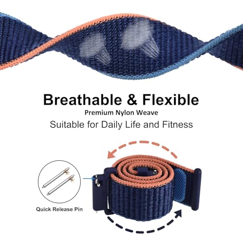 Image of WOCCI Adjustable Nylon Sport Watch Bands with Hook and Loop Fastener, Quick Release Watch Straps for Men and Women, Band Width 18mm 20mm 22mm