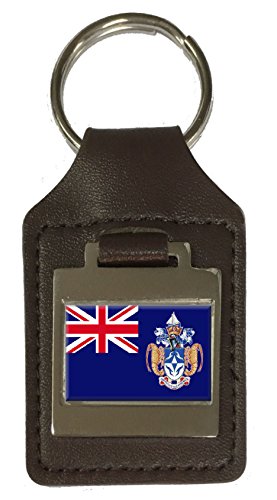Porte-clés gravé Tristan da Cunha : cuir robuste pour clés