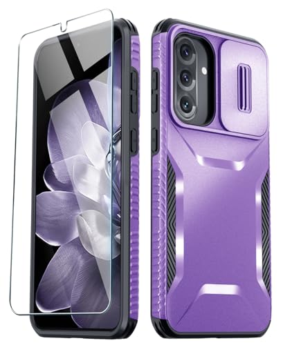 GOVTAN Compatible with Samsung Galaxy A36/A56 5G Case with Slide Camera Cover+Screen Protector,Military Grade Drop Protection,Heavy Duty Rugged Shockproof Phone Cover,2025 Purple