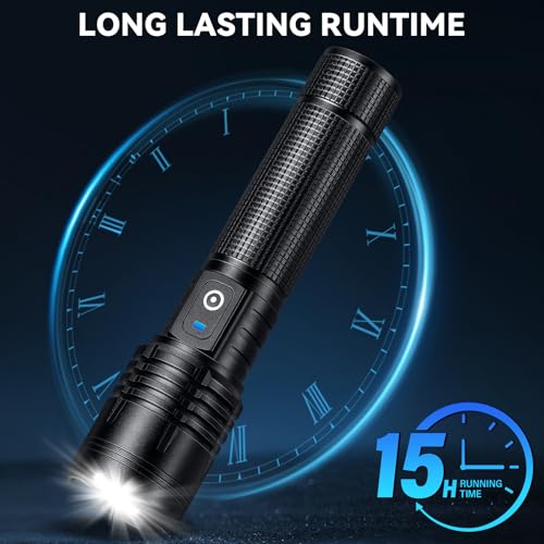 Kmivo Flashlight Rechargeable LED High Lumens - 99,000 Lumens Super Bright Flashlights with 5 Modes, Adjustable,Waterproof Powerful Flash Light for Home, Camping(2 Pack)