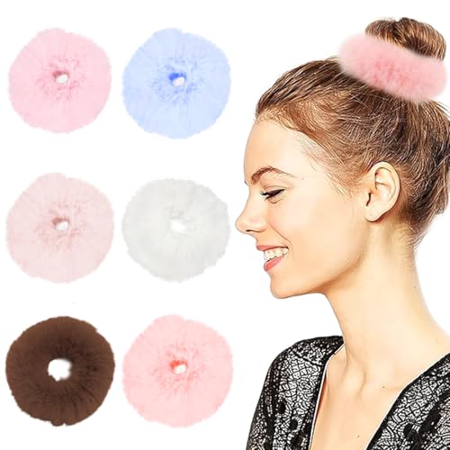 12 Fasce per Capelli in Peluche Scrunchie Pelosi, Elastici Soffici Elastici Elastici Coca di Cavallo Accessori per Capelli in Peluche, per Coda di Cavallo Accessori per Donne Ragazze (6 Colori)