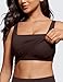 CRZ YOGA Butterluxe Square Neck Crop Tank Tops for Women - Workout Longline Sports Bras Padded Yoga Camisole Hot Fudge Brown Small