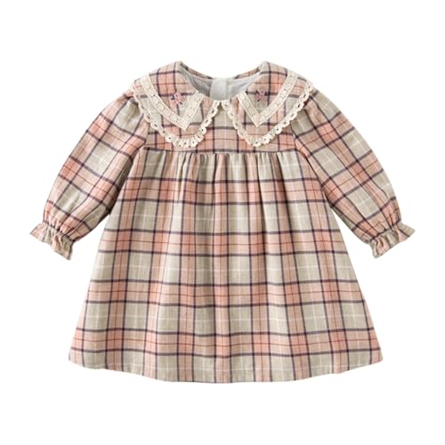 DAVE&BELLA Baby Girls Boho Dresses, Floral Print Playwear Smoked Dress for Toddler A-Line Cotton Casual Fall Winter Clothes