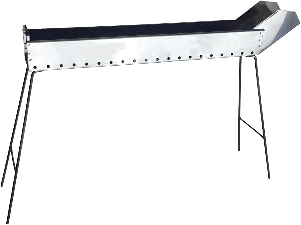 Barbecue Channel Cooker for Cooking Skewers Meat Fish Souvlaki Kebab Skewers Steel 90 cm, Artisan Made in Italy with Folding Support Feet