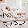 Outdoor Rocking Chairs Oversized Papasan Rocking Chair Indoors with Padded Cushions Rattan Wicker Lounge Chair for Living Room Porch Patio Garden