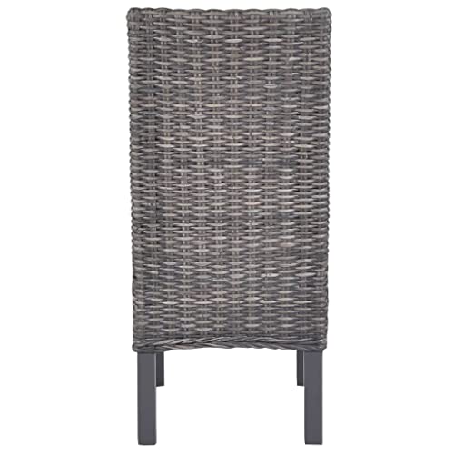 Bigto Dining Chairs Of 2 Pcs Brown Kubu Rattan And Mango Wood Kitchen Restaurant Chair 18.1" X 24" X 36.6" #TOP4