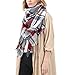 Zando Plaid Blanket Thick Winter Scarf Lightweight Scarfs for Women Fashion Scarfs Tartan Blanket Chunky Wrap Oversized Shawl Cape Fuchsia Blanket Scarf