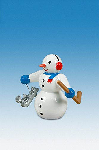 Chiffre en bois bonhomme de neige de 6,5 cm avec raquette de hockey