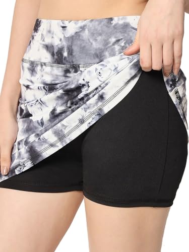 Image of Mehrang Skirt with Shorts for Women's & Girl's Solid High Waist Flared Skater Short Mini Skirt