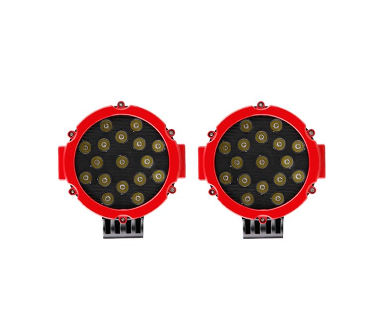 Image of Black Horse Grille brush Bumper Guard Modular Black Come With pair of 7.0 inchDia.LED Lights with Red Trim Rings Compatible with 2001-2005 Toyota RAV4-17TH26MA-PLR