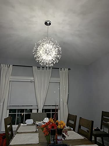 Vikaey 12-Light Modern Chandelier,Firework Sputnik Living Room Chandeliers,Dining Room Dandelion Crystal Chandeliers for Bedroom Entryway Bathroom Foyer Staircase,Chrome - Image 4