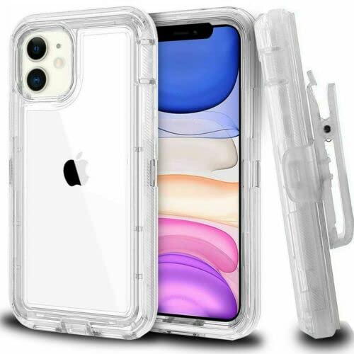 Defender Case Designed for iPhone 13 Pro Max, Protective Defender Shockproof Hybrid Case Dual Layer Design Hard Belt Clip Cover Compatible with iPhone 13 Pro Max (Clear)