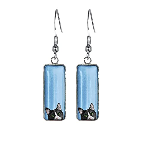 Boucles d'oreilles pendantes rectangulaires verre bijoux tendance fille femme