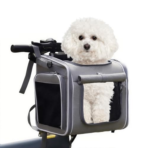 Agrdeed Hundekorb Fahrrad Vorne, 4-in-1 Hundekorb für Fahrrad, Haustier-Tragerucksack Erweiterbarer Hunderrucksack Fahrradtasche Hund Bis 7kg Mit Kissen, Fahrrad Tiertransportkorb Mit 4-Offenen Türen