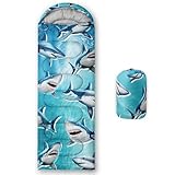 HOSIMA Shark Sleeping Bag for Camping,Animal Theme Camping Sleeping Bag for Kids Boys Girls,Ultralight Sleeping Bag for Adults and Kids Hiking Trips Outdoors Activities.