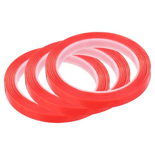 Image of MECCANIXITY 3Pcs 10mm(3 /8 inch) x 10m Phone Repair Adhesive Tape LCD Screen Repair Sticker Double Sided for Cell Phone Tablet Laptop Clear Red