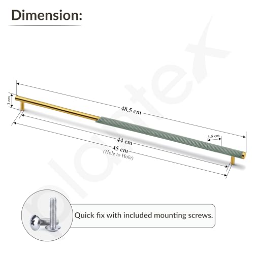 Image of Plantex Stainless Steel & Aluminium Cabinet Handle /450mm Wardrobe Door Handle /Cupboard Pull-Push Handles for Home /Office - Pack of 2 (Green & Gold)