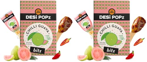 Image of GO DESi Popz with Bitz - Chilli Guava Pop | Guava & Chilli Candy | Lollipop | Fruit Toffee | Indian Snacks | 50 Pieces | 400g Candy Packet (Pack of 2)