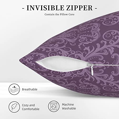 Housse de coussin velours côtelé violet imprimé grand format chic 50x50