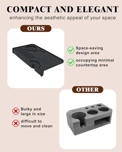 Image of Upgraded Silicone Tamping Mat & Coffee Brush, Durable Tamper Mat Counter Pad, Espresso Machines Acceessories for Home Baristas, Espresso Tamping Station - Black