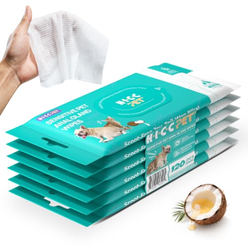 Image of HICC PET Wipes for Dogs & Cats, Cleaning Deodorizing External Anal Area Wipes Wipes, Hydrating & Nourish Fur Dog Wipes for Daily Grooming Routine, Gentle Plant-Based Formula