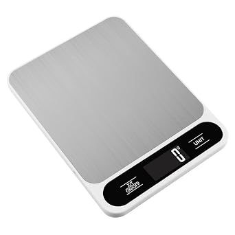 Food Scale, 11lb Digital Kitchen Scale with 6 Units LCD Display and Tare Function,Compact Design for Baking,Healthy Cooking,Meal Prep, 304 Stainless Steel Black