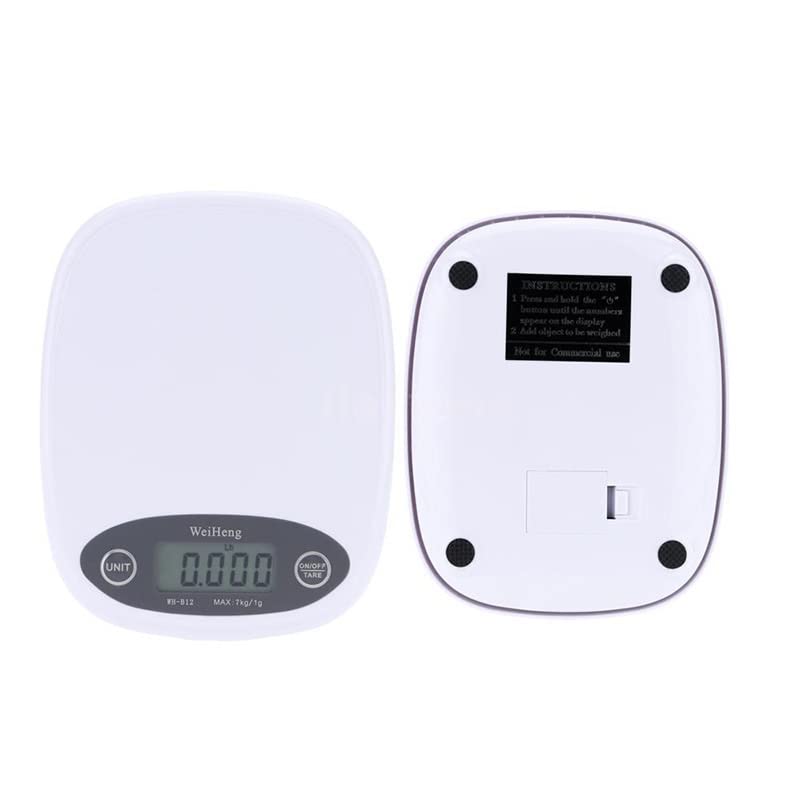2pcs La Escala de Alimentos 7kg / 1g, la Pantalla Digital Muestra el Peso en Gramos, onzas y Libras for Preparar Comida, cocinar y Hornear Blanca, una Necesidad de Cocina diseñada.