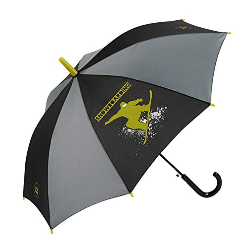 GOTTA Paraguas Infantil niño/niña Azul Marino. Antiviento, Ligero y automático. 7-9 años. Estampado Snowboarding - Verde Pistacho