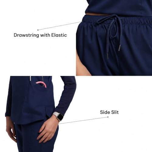 Image of Lite V-Neck 6-Pocket Women's Cotton ScrubSuit | Moisture-Wicking, Anti-Stain & Odor Protection | Classic Fit Top & Pant | All-Day Comfort for Doctors & Students Air Blue (S)