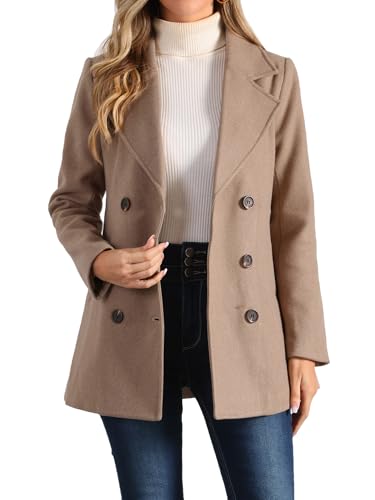 Manteau d'hiver femme Allegra K taille XS ajusté contre le froid en couleur kaki