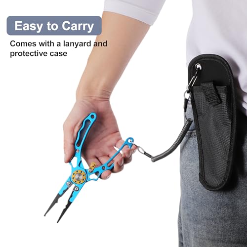 CAPASTEC Alicate de pesca, removedor de anzol com trava de segurança, alicate de pesca para água sal