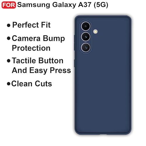 Image of CEDO Back Cover for Samsung Galaxy A37 (5G) | Camera Bump Protection & Inner Velvet Fabric Lining | Ultra Slim Matte Soft Rubberised Case Cover (Blue)