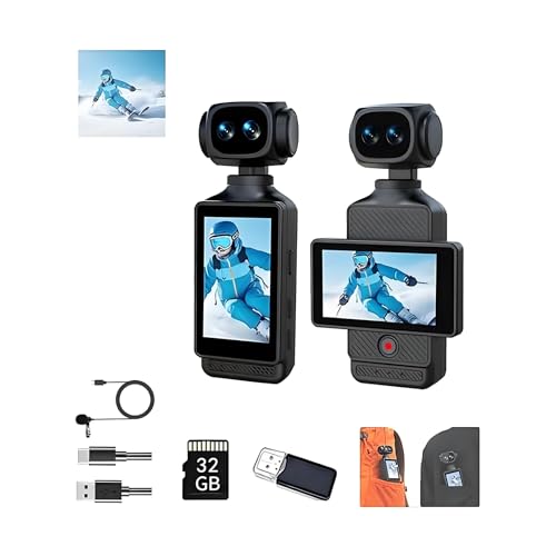 MUOXUEQN 5K Mini Pocket Camcorder Ultra HD,48MP Handheld WiFi Video Camera,270° Rotation Lens 3-inch IPS Screen Portable Cameras Recorder, for Vlogging, Motorcycle Riding,Police Evidence (32gb)