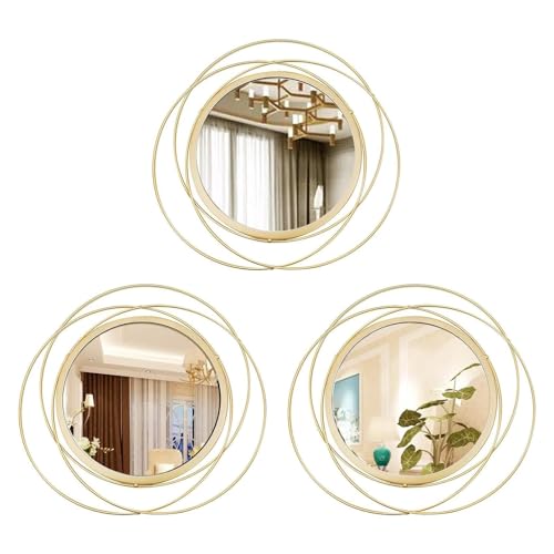3 Set 9.5 Inch Gold Circle Mirrors Wall Decor Iron