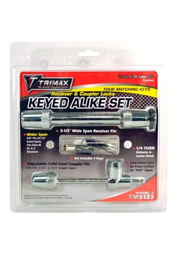 TRIMAX TM5123 T5-5/8 Receiver Lock 3-1/2\" Span & Tc123 Universal Coupler Lock,Multi
