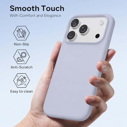 Image of DIZORO Compatible with iPhone 17 Pro Max / 18 Pro Max Case, Liquid Silicone 3 Layers Full Covered Soft Gel Rubber Phone Case,Shockproof Protective Cover with Anti-Scratch Microfiber Lining- Mist Blue