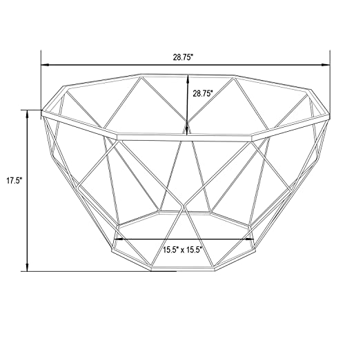 Leisuremod Malibu Modern Octagon Glass Top Coffee Table With Geometric Base, Blue #TOP5