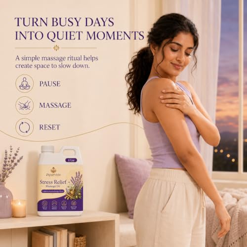 Image of Stress Relief Aromatherapy Massage Oil - Relaxing Spa Massage Oil for Better Sleep, Full Body Relaxation & Calming Skin Nourishment | 1Ltr