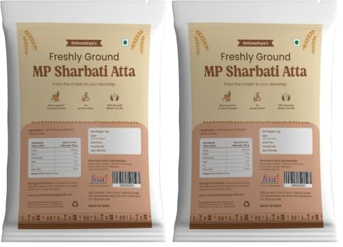 Image of Goswasthya MP sehore Sharbati Wheat Flour Freshly Stone Ground After Order | 100% Whole Grain Flour (Pack of 2)