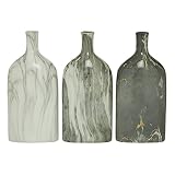 Deco 79 Ceramic Faux Marble Vase, Set of 3 6"W, 13"H, Gray