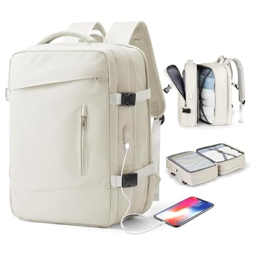 [ASSISTA O VÍDEO] Mochila Viagem Avião Expansivel Aeroporto 45 Litros Expansiva 45 x 33 x 24cm Ergonômica à Prova D'água Reforçada OFF- WHITE - CODATECH