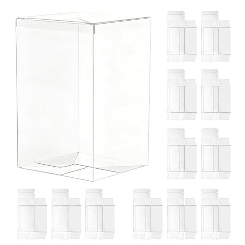 Beyoslf Paquete de 12 fundas protectoras plegables de plástico transparente, caja de exhibición protectora de construcción y batalla, estuche para tarjetas de coleccionista (no es compatible con