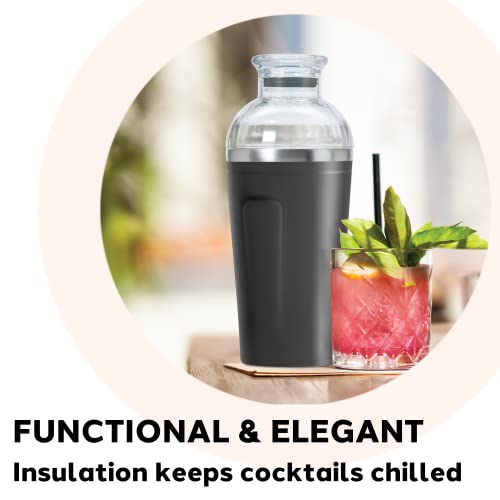 image for OGGI Groove Insulated Cocktail Shaker-17oz Double Wall Vacuum Insulate