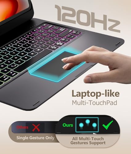 Image of BABG for iPad Air 13 inch(M4 /M3 /M2) case with Keyboard&iPad Pro 13(M5 /M4),360Swivel,7 Use Modes,Rainbow Backlight Keyboard for iPad Pro 12.9(6th /5th /4th /3rd Gen)-Black